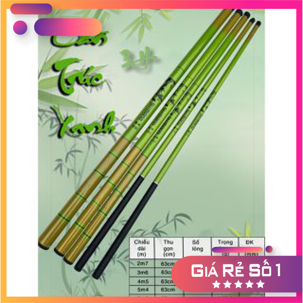 Cần Câu Tay Trúc Xanh 3H, Câu Rô Diếc, Tặng kèm 1 trục nâu và 1 quả phao.