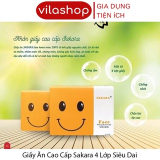 Giấy ăn mặt cười, khăn giấy ăn họa tiết cao cấp sakara 4 lớp, chất giấy siêu dai trắng mịn không mùi