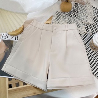 Quần Short Nữ Mùa Hè Lưng Cao Ống Rộng Gập Gấu Form Rộng Phong Cách Thể Thao Thời Trang Chất Gold Hàn