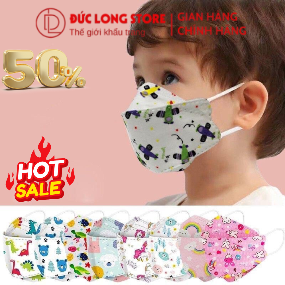 Thùng 300 Cái Khẩu Trang Trẻ Em KF94 Đức Long Kháng Khuẩn Chống Bụi Mịn và