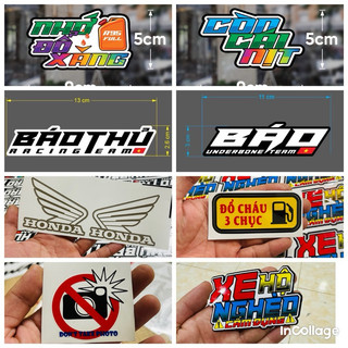 Tem logo trang trí xe báo thủ tem chế đa dạng nhiều mẫu