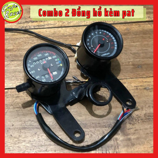 Combo Đồng hồ classic đo tua máy và đồng hồ 3 đèn báo kèm pat chứa ổ khóa