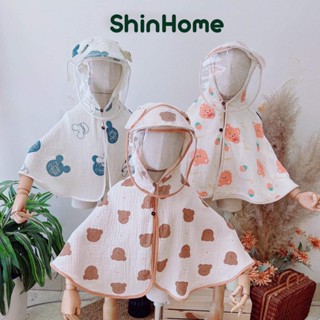 Áo choàng cánh dơi đa năng chống nắng kèm kính chắn gió, giọt bắn vải xô muslin cho bé ShinHome Baby