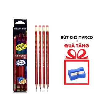 Bút chì 2b marco đỏ đẹp nét viết cực đậm - 12 cây/ hộp - 4212e-12