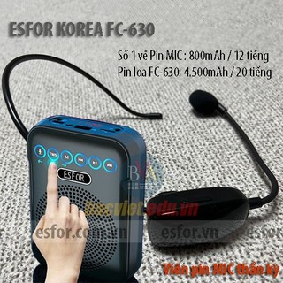 Máy trợ giảng ESFOR AEPEL AEP FC-630 Nội địa Hàn Quốc, Loa 50W, pin máy 4.500mA/3 ngày, pin Mic 12h liên tục