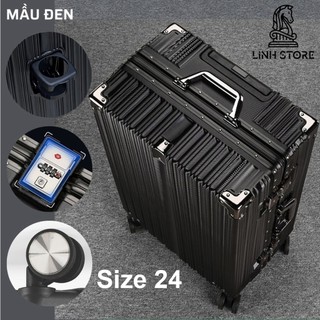 Size 24 vali khung nhôm khóa sập kn24, 4 bánh xe quay 360 độ