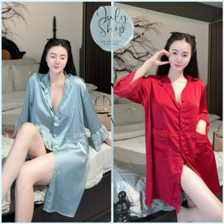 Đầm Ngủ Nữ, Váy Ngủ Sơmi Sexy JULY Tay Loe Ren Tầng Chất Lụa Latin Cao Cấp <65KG