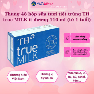 Thùng 48 hộp sữa tươi tiệt trùng TH true MILK ít đường 110 ml (từ 1 tuổi)