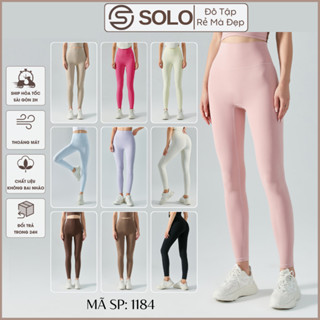 Quần Legging Tập Gym Yoga Pilates Cạp Lưng Cao Thể Thao Thun Lulu Siêu Co Giãn Solo Sportswear 1184