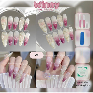 Nail box thiết kế thủ công-[Winny]-Mã V13/omber nhũ hồng /chụp kỉ yếu ạ (Ảnh và video do winny quay và chụp)