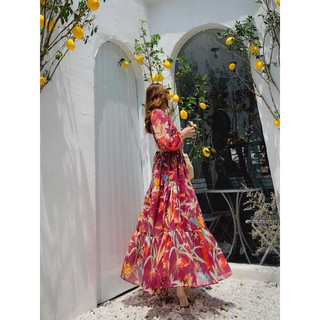 SS106 Đầm maxi hoa bo chun