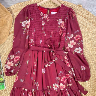 SS106 Đầm maxi hoa bo chun