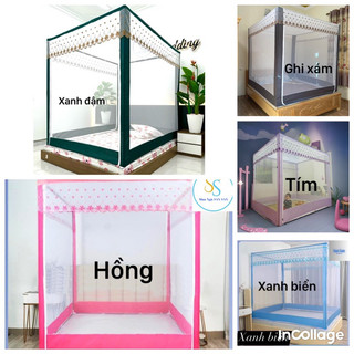 Màn khung vuông không khoan tường Ban Mai màn chụp tự bung cao cấp, chống muỗi kiểu dáng công chúa