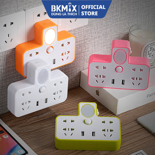 Ổ Cắm Điện 3 Chấu Đa Năng Tích Hợp Đầu Cắm USB JYoohome Ổ Điện 4 Phích Kèm Đèn Ngủ Thông Minh Chống Giật