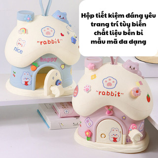 {Tặng hình dán} Hộp Tiết Kiệm Ngôi Nhà Có Khóa Dễ Thương - nhiều mẫu mã - Heo Đất Bằng Nhựa
