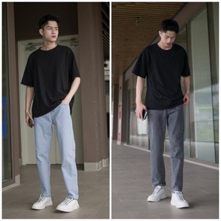 Quần jean nam ống rộng dáng baggy suông phom suông xuông màu xanh xám rách xước pon.mens hà nội hcm