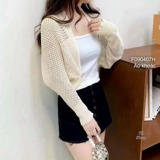 Áo khoác len nữ họa tiết lưới tay dài cánh dơi cá tính VIENS STORE