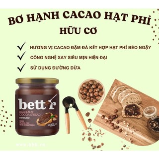 Bơ cacao hạt phỉ hữu cơ Bett'r - 250gr