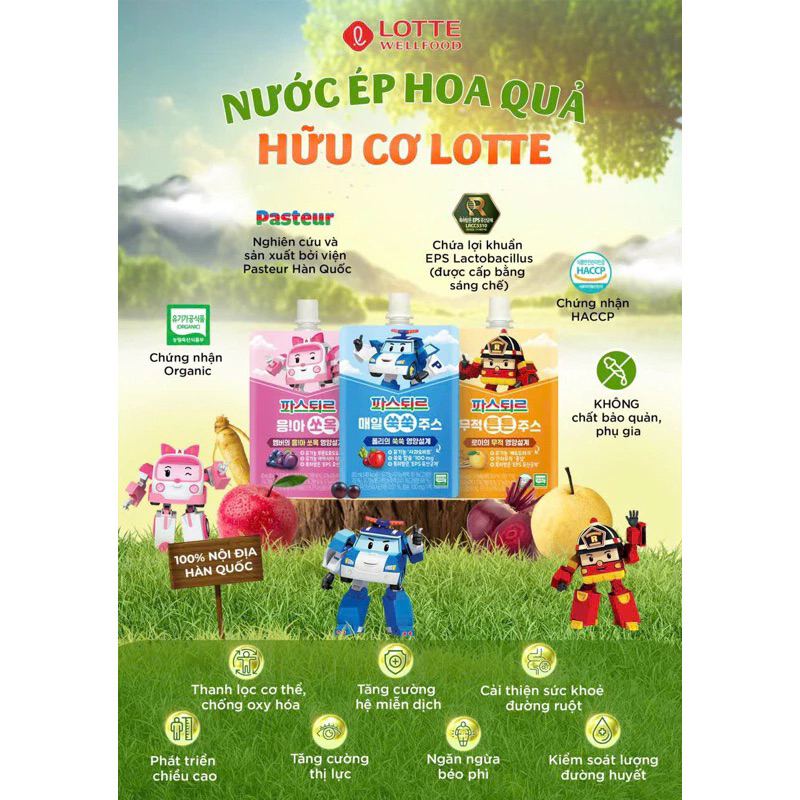 Nước ép hữu cơ Lotte Hàn Quốc
