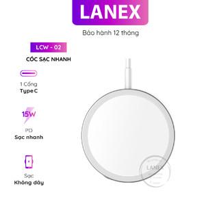 Cóc Sạc Nhanh Lanex Lcw - 02 Đế Không Dây Type C 15w Dài 1.0m