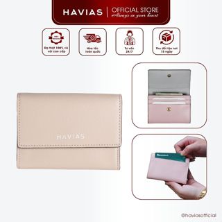 LUCY HAVIAS ví gấp mini unisex nam nữ da bò Saffiano Ý thật nhập khẩu 100%