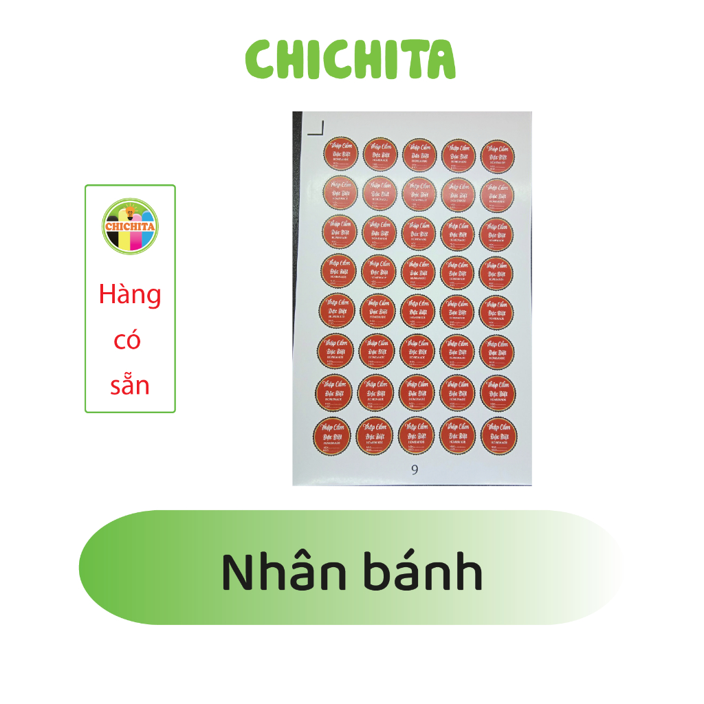 Set 10 (Có sẵn) 40 Tem dán nhân bánh trung thu CHICHITA