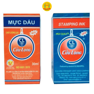 Mực dấu cửu long 30ml, mực dấu màu xanh/ đỏ không phai màu khi in mọi chất liệu