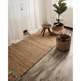 Thảm lục bình dệt, thảm cói MATHIPDECOR hình chữ nhật dùng để trang trí nhà cửa, trải sàn phòng khách, sofa Vintage