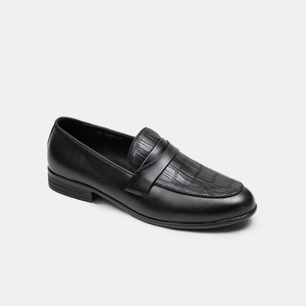 Giày tây nam da bò thật trẻ trung lịch lãm màu đen GT 15001