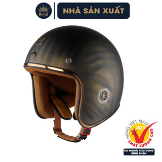 Nón bảo hiểm 3/4 đầu Royal M20C - Đồng xước mờ - Bụi bặm - Cá tính - Ốp tai tháo rời - Hàng chính hãng - Bảo hành 1 năm
