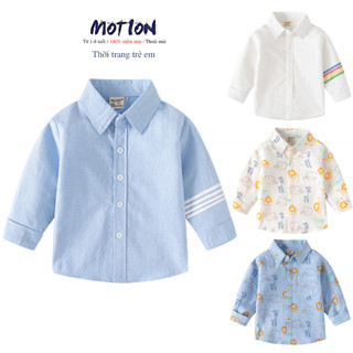 Áo sơ mi bé trai dài tay WELLKIDS, áo cổ bẻ kiểu dáng hàn quốc vải thô mềm cho bé mẫu mới 2024