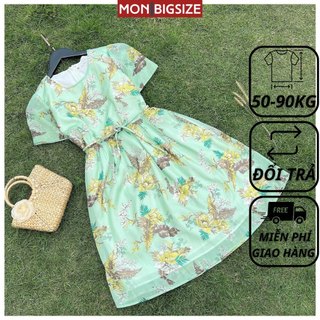 Váy bigsize nữ đầm dự tiệc đi chơi kiểu hoa lớn dáng xòe siêu hack dáng chất von MON big size 50 - 90kg