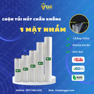 Cuộn hút chân không 1 mặt nhám 18x500.Túi hút chân không đựng thực phẩm dạng cuộn dài 500cm