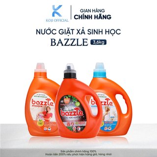 Nước giặt xả sinh học hương nước hoa quyến rũ Bazzle tích hợp giặt xả 2 trong 1, an toàn dịu nhẹ với cả bé yêu can 3,6kg