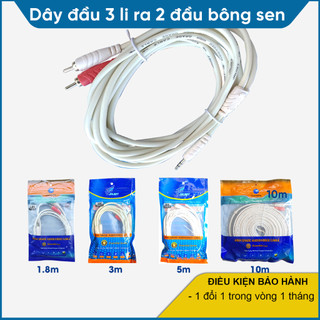Dây cáp loa jack 3.5 ra 2 đầu bông sen av dài 1.8m 5m 10m choseal
