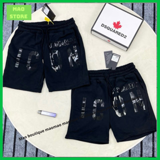Quần Short Nam DSQ Nỉ Chân Cua Đen In Hoạ Tiết Chữ ICON Cạp Chun Sày Dặn Cao Cấp Cho các Boy Phố Đi Học Đi Tập Thể Dục