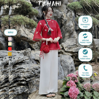 Pháp phục đi lễ tơ thêu hoa nhí TINH NHI nhẹ nhàng thanh lịch PP79