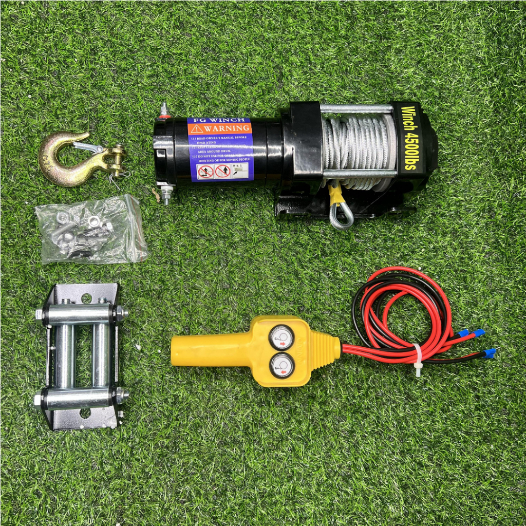 Tời cáp 4500lbs dùng điện ác quy 12v siêu rẻ || Lực kéo ngang 2041kg , Kéo nâng hạ 300kg