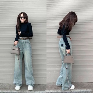 Quần Jean ống rộng Quần bò Nữ Dáng Suông chất Jeans Lưng Cao Ulzzang,dễ phối đồ