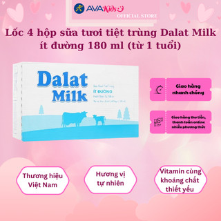 Thùng 48 hộp sữa tươi tiệt trùng Dalat Milk ít đường 180 ml