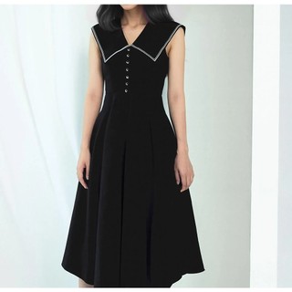 ĐẦM T3D NAVY COLAR BLACK