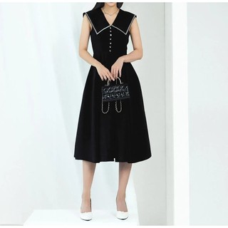 ĐẦM T3D NAVY COLAR BLACK