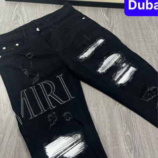 QUẦN BAGGY JEAN NAM CHẤT BÒ ĐEN THÊU CHỮ MI. RI HÀN QUỐC SEOUL BD-5980 PHONG CACH HOT TREND 2024 - DUBAI FASHION