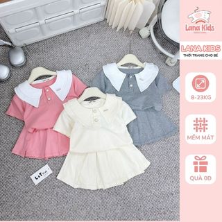 XẢ HÀNG - Set Váy Cotton Mềm Cổ Điệu Kèm Chân Váy Xếp Ly Có Lót Quần Xinh Yêu Cho Bé Gái Lana Kids S006