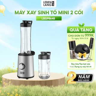 Máy xay sinh tố mini LEBENLANG gồm 2 cối xay tích hợp bình chứa dung tích 300-600ml, công suất 350W, model LBSP8648
