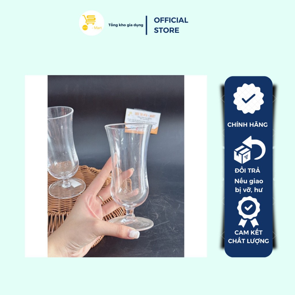 Ly Rượu Vang Nhựa, Ly Cocktail Nhựa Cocktail Acrylic Bầu Loe Fataco No796, MTA-Mart, Cao Cấp, Dày Dặ