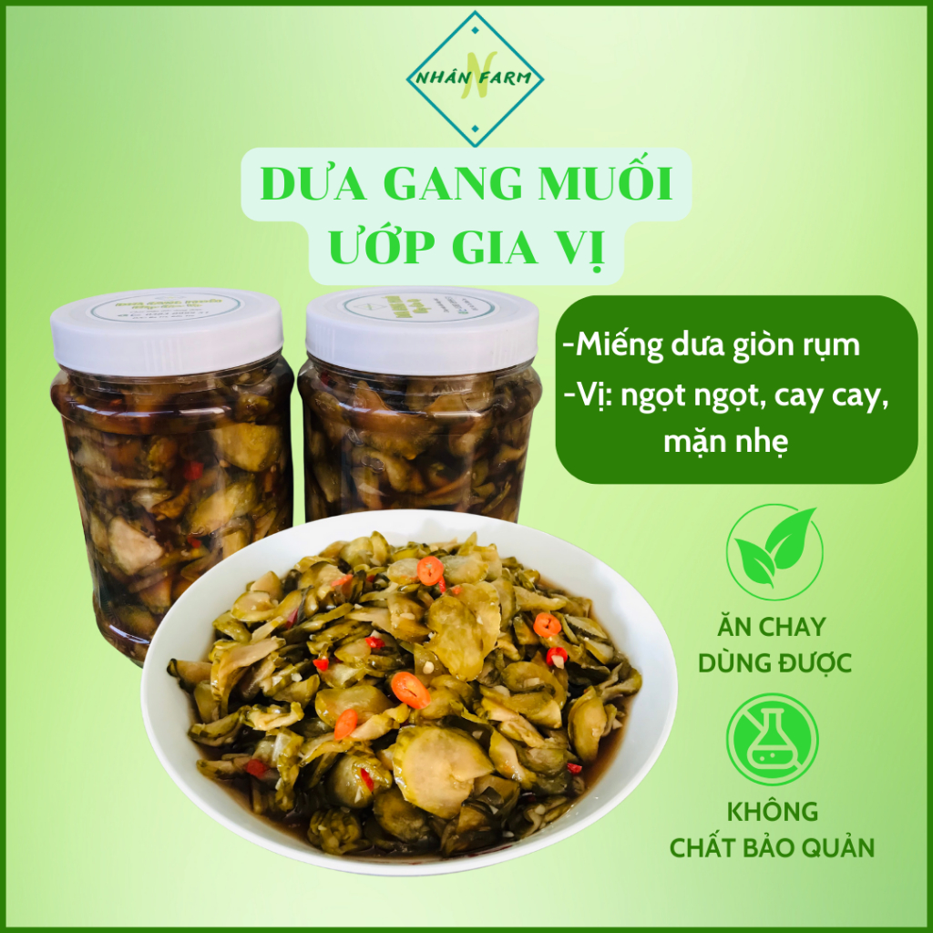 Dưa gang muối ướp gia vị giòn rụm - Hộp 500gr - Chay mặn đều dùng được