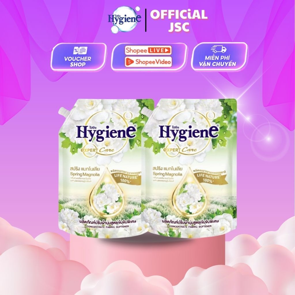 Combo 2 Nước Xả Vải Hygiene Thái Lan Giặt Xả Quần Áo Spring Magnolia Life Nature [Trắng] 1150ml ..,