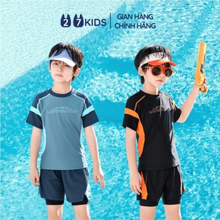 Bộ bơi bé trai cao cấp hoạ tiết cá tính 27Kids 12-40Kg co giãn cho trẻ từ 4-14 tuổi BSSR1