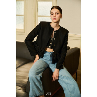 Runi Coat - Áo Khoác Bố Phối Dây Tua Rua - Charlie - Quần Jean Lưng Thấp In Logo - XIPI